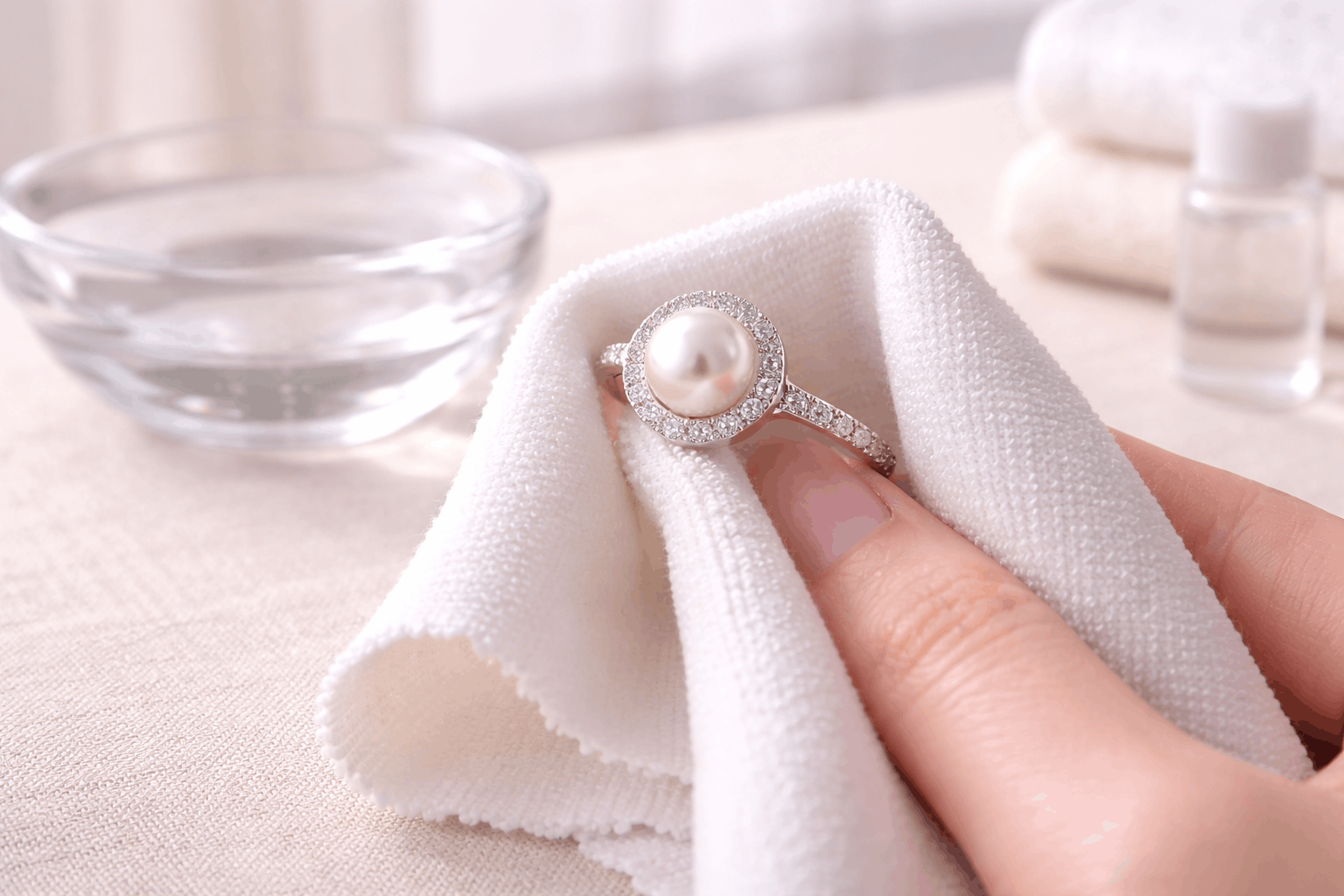 08. Stell av forlovelsesringer med perle