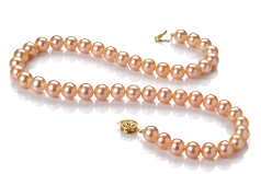 8.5-9.5mm Ferskvann Halskjede in Rosa